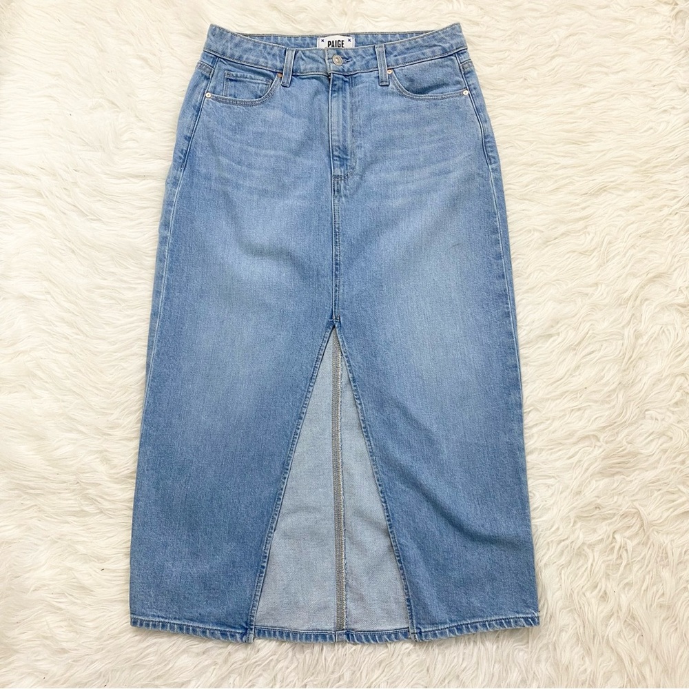 PAIGE Blue Denim Midi Skirt